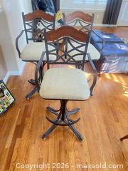 MaxSold Auction: Set of 3 Bar Stools with Swivel, Armrests & Wood Accents - Longmont (Colorado, USA) PARTNER MANAGED Estate Sale Online Auction - Whitehall Drive