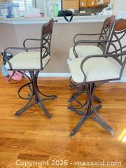 MaxSold Auction: Set of 3 Bar Stools with Swivel, Armrests & Wood Accents - Longmont (Colorado, USA) PARTNER MANAGED Estate Sale Online Auction - Whitehall Drive
