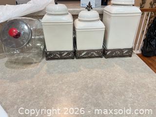 MaxSold Auction: Set of 4 Ceramic & Glass Cookie/Jar Canisters - Longmont (Colorado, USA) PARTNER MANAGED Estate Sale Online Auction - Whitehall Drive