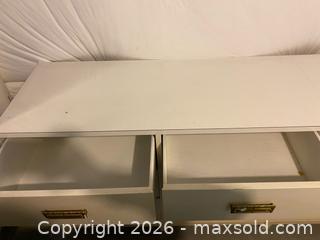 MaxSold Auction: Solid Wood 9-Drawer Off-White Dresser with Brass Recessed Pulls - Longmont (Colorado, USA) PARTNER MANAGED Estate Sale Online Auction - Whitehall Drive