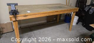 MaxSold Auction: Solid Wood workbench with Craftsman Cast Iron Bench Vise, Bench-Mounted, 5"+ Jaw - Longmont (Colorado, USA) PARTNER MANAGED Estate Sale Online Auction - Whitehall Drive