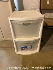 MaxSold Auction: White Plastic Tall Storage Cabinet and Two Pull-Out Drawers Cabinet - Longmont (Colorado, USA) PARTNER MANAGED Estate Sale Online Auction - Whitehall Drive