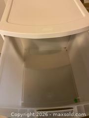 MaxSold Auction: White Plastic Tall Storage Cabinet and Two Pull-Out Drawers Cabinet - Longmont (Colorado, USA) PARTNER MANAGED Estate Sale Online Auction - Whitehall Drive