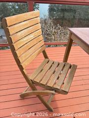 MaxSold Auction: Hardwood Outdoor Patio Square Table and 2 chairs - Saanich (British Columbia, Canada) PARTNER MANAGED Moving Online Auction - Treetop Heights