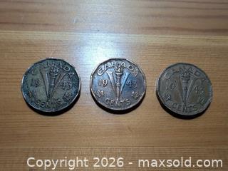 MaxSold Auction: 1943 Canada 5 Cent (Tombac) - Lot of 3 - Ottawa (Ontario, Canada) SELLER MANAGED Downsizing Online Auction - Regiment Avenue