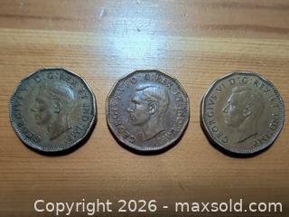 MaxSold Auction: 1943 Canada 5 Cent (Tombac) - Lot of 3 - Ottawa (Ontario, Canada) SELLER MANAGED Downsizing Online Auction - Regiment Avenue