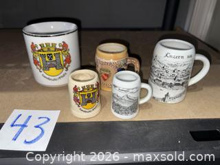 MaxSold Auction: Assorted Ceramic & Stoneware Souvenir Mini Steins / Coffee Mugs - Warwick (Rhode Island, USA) SELLER MANAGED Reseller Online Auction - Warwick Avenue