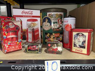 MaxSold Auction: Assorted Coca-Cola Collectible Tins, Toys & Popcorn Maker - Warwick (Rhode Island, USA) SELLER MANAGED Reseller Online Auction - Warwick Avenue