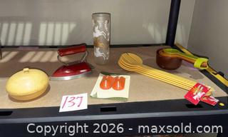 MaxSold Auction: Assorted Household Lot: Samson Red Toy Iron & Kitchen Items - Warwick (Rhode Island, USA) SELLER MANAGED Reseller Online Auction - Warwick Avenue