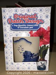 MaxSold Auction: Blue Delft Dutch Ceramic Lot: Amaryllis Pot, Petersdorf Jar, Clog Pair - Warwick (Rhode Island, USA) SELLER MANAGED Reseller Online Auction - Warwick Avenue
