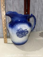 MaxSold Auction: Blue Flo Blue Ceramic Pitcher and Wash Basin - Le Garage Staffordshire - Warwick (Rhode Island, USA) SELLER MANAGED Reseller Online Auction - Warwick Avenue