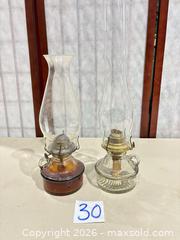MaxSold Auction: Clear and Amber Glass Hurricane/Parlor Oil Lamp with Brass Burner - Warwick (Rhode Island, USA) SELLER MANAGED Reseller Online Auction - Warwick Avenue