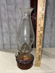 MaxSold Auction: Clear and Amber Glass Hurricane/Parlor Oil Lamp with Brass Burner - Warwick (Rhode Island, USA) SELLER MANAGED Reseller Online Auction - Warwick Avenue