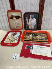 MaxSold Auction: Coca-Cola Reproduction Vintage Serving & Collectible Tin/Valance, Lot of 5 - Warwick (Rhode Island, USA) SELLER MANAGED Reseller Online Auction - Warwick Avenue