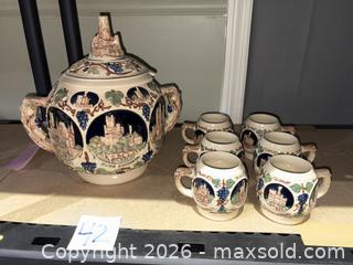MaxSold Auction: GERZIT / Genz German Ceramic Beer Stein Set with 6 Mugs - Warwick (Rhode Island, USA) SELLER MANAGED Reseller Online Auction - Warwick Avenue