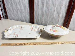 MaxSold Auction: Haviland & Co. Porcelain Serving Tray and SEM W.M.CO Covered Bowl (Two Pieces) - Warwick (Rhode Island, USA) SELLER MANAGED Reseller Online Auction - Warwick Avenue