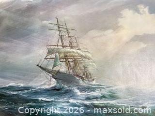 MaxSold Auction: Kipp Soldwedel Print “Danmark” Lithograph, Ship Lore Series 2 - Warwick (Rhode Island, USA) SELLER MANAGED Reseller Online Auction - Warwick Avenue