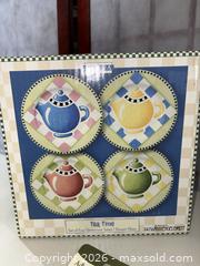 MaxSold Auction: Marc Engelbreit Stoneware Plate Set (4) with Kitchen Linens & Accessories - Warwick (Rhode Island, USA) SELLER MANAGED Reseller Online Auction - Warwick Avenue