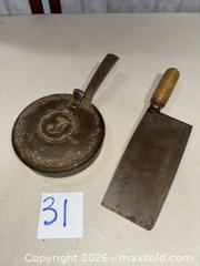 MaxSold Auction: Meat Cleaver and Monogrammed Silent Butler, Early 20th C - Warwick (Rhode Island, USA) SELLER MANAGED Reseller Online Auction - Warwick Avenue