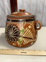 MaxSold Auction: Mexican Hand-Painted Bean Pot & Terracotta Roaster, Bobs Pottery Jug - Warwick (Rhode Island, USA) SELLER MANAGED Reseller Online Auction - Warwick Avenue