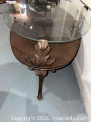 MaxSold Auction: Ornate Carved Oval Wood and Glass Coffee Table, Walnut - Warwick (Rhode Island, USA) SELLER MANAGED Reseller Online Auction - Warwick Avenue