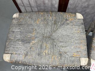 MaxSold Auction: Pair of Woven Rush Seat Ottomans with Wood Frames - Warwick (Rhode Island, USA) SELLER MANAGED Reseller Online Auction - Warwick Avenue
