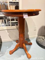 MaxSold Auction: Round Pedestal Pool/Bar Table with Carved Rope Trim - Warwick (Rhode Island, USA) SELLER MANAGED Reseller Online Auction - Warwick Avenue