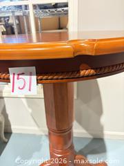 MaxSold Auction: Round Pedestal Pool/Bar Table with Carved Rope Trim - Warwick (Rhode Island, USA) SELLER MANAGED Reseller Online Auction - Warwick Avenue