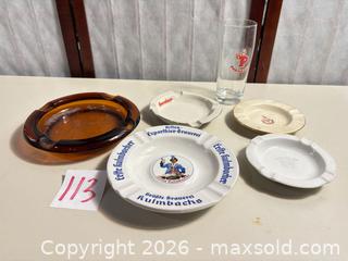 MaxSold Auction: Set of 6 Ceramic/Porcelain and Glass Ashtrays with Brewery Markings - Warwick (Rhode Island, USA) SELLER MANAGED Reseller Online Auction - Warwick Avenue