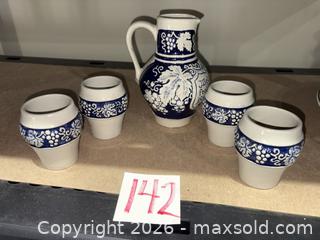 MaxSold Auction: Vintage Gerz German Westerwald Stoneware Pitcher and Shot Glasses - Warwick (Rhode Island, USA) SELLER MANAGED Reseller Online Auction - Warwick Avenue