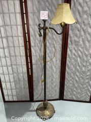 MaxSold Auction: Vintage Metal Floor Lamp with Fabric Shade - Warwick (Rhode Island, USA) SELLER MANAGED Reseller Online Auction - Warwick Avenue