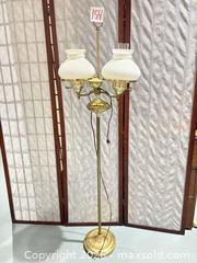 MaxSold Auction: Vintage Metal Student Floor Lamp with 2 Milk Glass Shades - Warwick (Rhode Island, USA) SELLER MANAGED Reseller Online Auction - Warwick Avenue