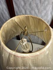 MaxSold Auction: Vintage Mid-Century Amber Glass Table Lamp with Shade - Warwick (Rhode Island, USA) SELLER MANAGED Reseller Online Auction - Warwick Avenue