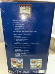 MaxSold Auction: Warren Kimble Henny & Penny 16pc Stoneware Dinnerware Set & Linens - Warwick (Rhode Island, USA) SELLER MANAGED Reseller Online Auction - Warwick Avenue