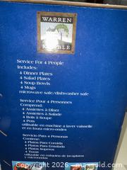 MaxSold Auction: Warren Kimble Rooster Stoneware Dinnerware Set for 4 with Towel - Warwick (Rhode Island, USA) SELLER MANAGED Reseller Online Auction - Warwick Avenue