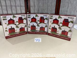 MaxSold Auction: Warren Kimble Sakura Stoneware Dessert/Salad Plates, Red Barn (12) - Warwick (Rhode Island, USA) SELLER MANAGED Reseller Online Auction - Warwick Avenue