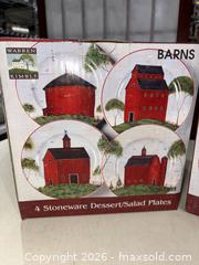 MaxSold Auction: Warren Kimble Sakura Stoneware Dessert/Salad Plates, Red Barn (12) - Warwick (Rhode Island, USA) SELLER MANAGED Reseller Online Auction - Warwick Avenue