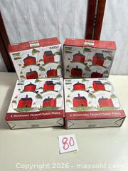 MaxSold Auction: Warren Kimble Stoneware Dessert/Salad Plates, Barns Design (16) - Warwick (Rhode Island, USA) SELLER MANAGED Reseller Online Auction - Warwick Avenue