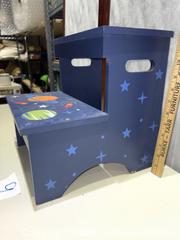 MaxSold Auction: Wooden 2-Step Children's Stool with Space & Stars Design - Warwick (Rhode Island, USA) SELLER MANAGED Reseller Online Auction - Warwick Avenue