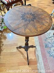 MaxSold Auction: Antique Wood Accent Pedestal Table with Parquet Inlay - Surrey (British Columbia, Canada) SELLER MANAGED Estate Sale Online Auction -  16 Avenue