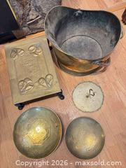 MaxSold Auction: Brass Decorative Bowls, Footed Trivet, Small Tray & Coal Scuttle - Surrey (British Columbia, Canada) SELLER MANAGED Estate Sale Online Auction -  16 Avenue