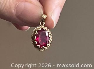 MaxSold Auction: 14K Gold Ruby Color Oval Pendant Charm - Toronto (Ontario, Canada) SUPER SHORT NOTICE PARTNER MANAGED Estate Sale Online Auction -  Wellington Street East (CONDO)