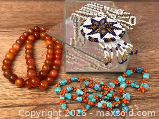 MaxSold Auction: Jewelry Lot – Turquoise & Coral Style Necklaces + Glass Box - Toronto (Ontario, Canada) SUPER SHORT NOTICE PARTNER MANAGED Estate Sale Online Auction -  Wellington Street East (CONDO)