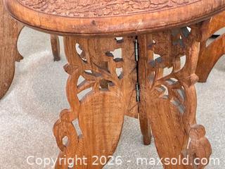 MaxSold Auction: Set of 3 Hand-Carved Folding Wood Accent Tables – Removable Tops – Solid Wood  - Toronto (Ontario, Canada) SUPER SHORT NOTICE PARTNER MANAGED Estate Sale Online Auction -  Wellington Street East (CONDO)