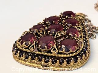 MaxSold Auction: Vintage Czech Purple Glass Statement Pendant Necklace – Gold Tone - Toronto (Ontario, Canada) SUPER SHORT NOTICE PARTNER MANAGED Estate Sale Online Auction -  Wellington Street East (CONDO)