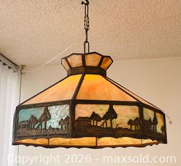 MaxSold Auction: Vintage Slag Glass Hanging Lamp – Cottage Woodland Scene - Toronto (Ontario, Canada) SUPER SHORT NOTICE PARTNER MANAGED Estate Sale Online Auction -  Wellington Street East (CONDO)