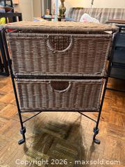 MaxSold Auction: Wicker 2-Drawer Storage Stand with Metal Base  - Toronto (Ontario, Canada) SUPER SHORT NOTICE PARTNER MANAGED Estate Sale Online Auction -  Wellington Street East (CONDO)