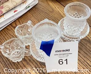 MaxSold Auction: Assorted Clear Etched Cut Glassware Lot (5–9 pcs) - Vienna (Virginia, USA) PARTNER MANAGED Estate Sale Online Auction - Mill Wheel Lane
