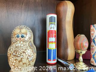 MaxSold Auction: Assorted Decorative Wooden Nesting Doll, Kaleidoscope & Egg - Vienna (Virginia, USA) PARTNER MANAGED Estate Sale Online Auction - Mill Wheel Lane