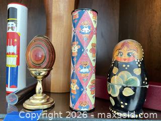 MaxSold Auction: Assorted Decorative Wooden Nesting Doll, Kaleidoscope & Egg - Vienna (Virginia, USA) PARTNER MANAGED Estate Sale Online Auction - Mill Wheel Lane